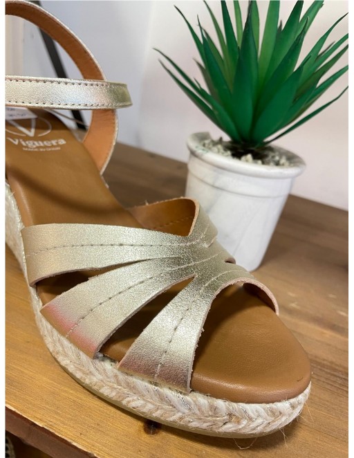 SANDALIA PIEL VIGUERA ORO 2