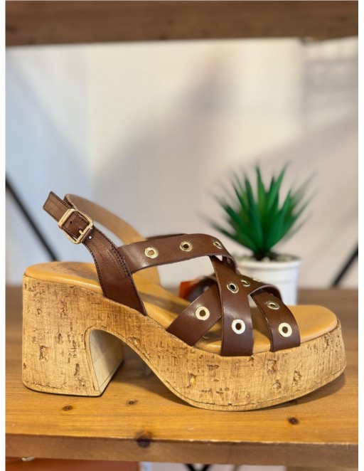 SANDALIA PLATF PORRONET MARRON