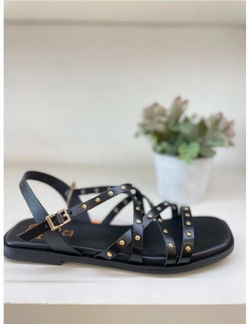 SANDALIA PLANA PORRONET NEGRO