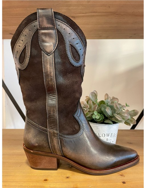 BOTA PIEL COMBI LOL MARRON