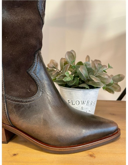 BOTA PIEL COMBI LOL MARRON 2