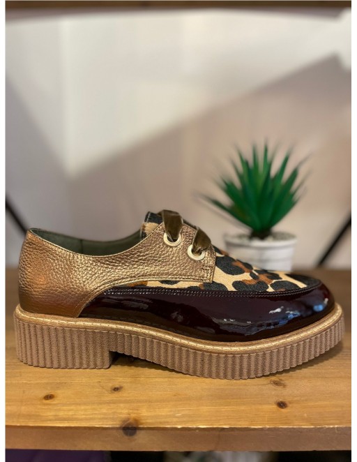 ZAPATO PIEL COMBI MARRON