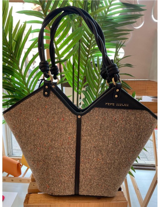 BOLSOS PUNTO COMBI TAUPE