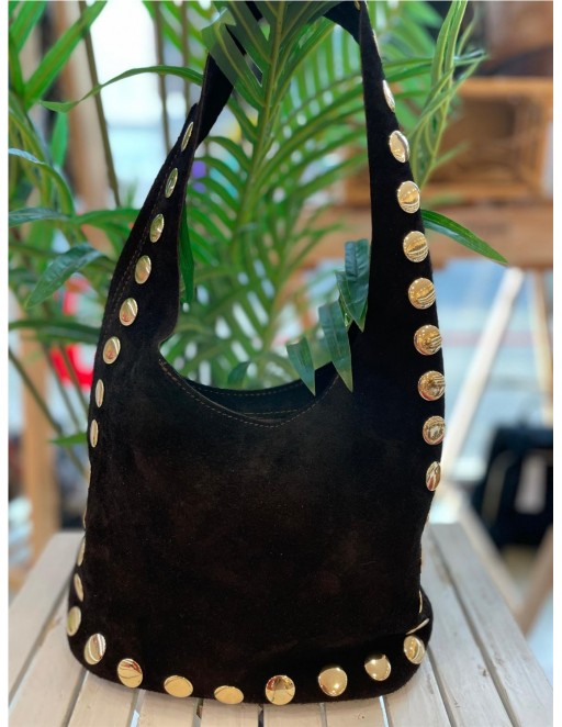 BOLSO ANTE TACHAS MARRON