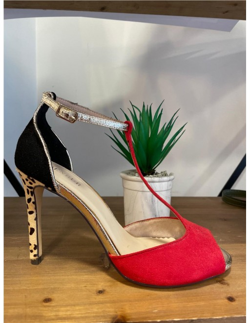 SANDALIA COMBI LEOPARDO ROJO