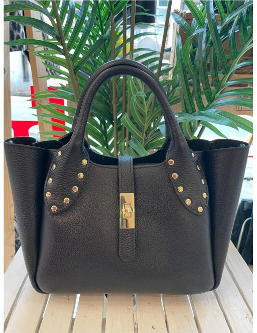 BOLSO TACHA PIEL NEGRO