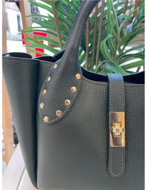 BOLSO PIEL VERDE BOTELLA 2