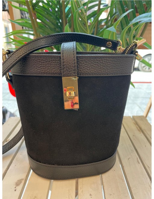 BOLSO PIEL CUBO NEGRO