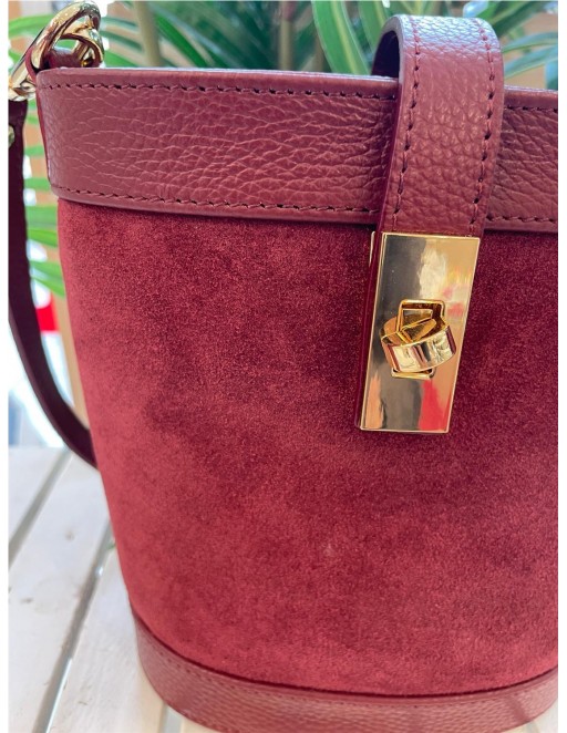 BOLSO PIEL CUBO GRANATE 2