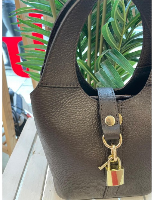 BOLSO CANDADO ASA MARRON 2