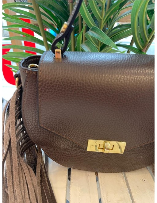 BOLSO  PIEL FLECOS MARRON 2