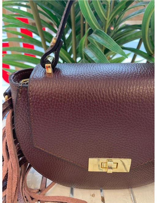 BOLSO  PIEL FLECOS GRANATE 2