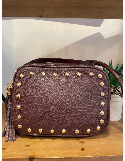 BOLSO PIEL BANDOLERA GRANATE