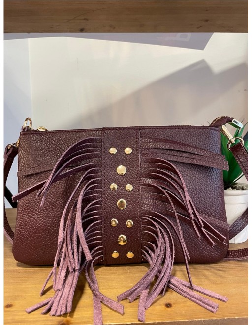 BOLSO PIEL BANDOLERA GRANATE