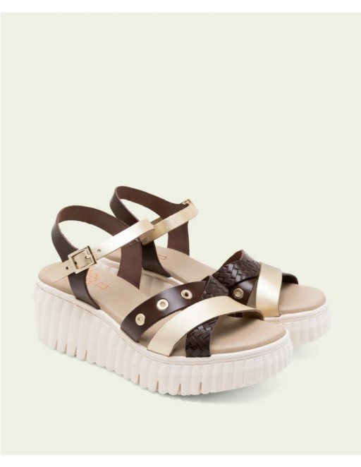 SANDALIA TIRAS ORO PORRONET...