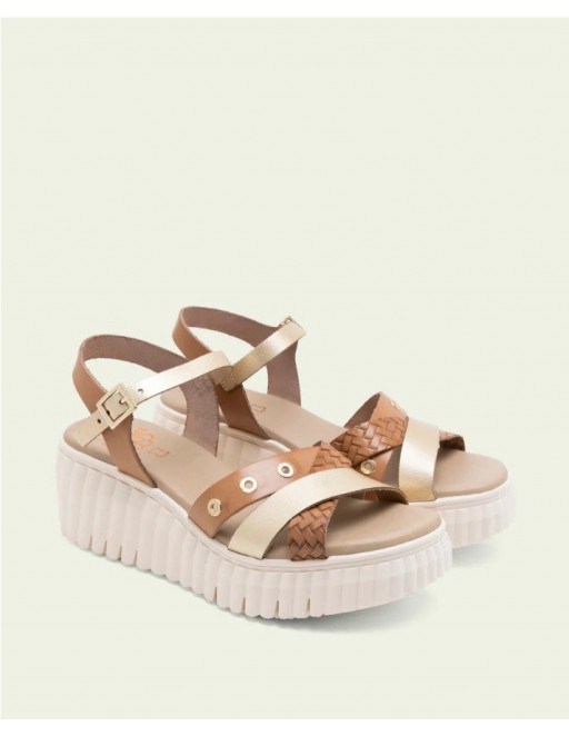 SANDALIA TIRAS ORO PORRONET...