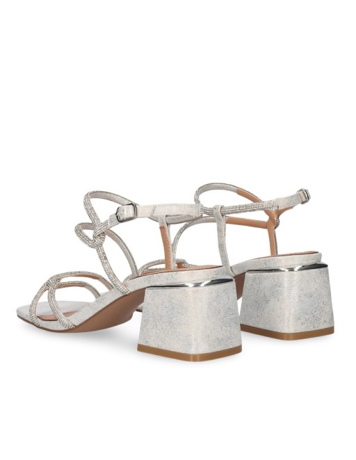 SANDALIA EXE TACON BAJO PLATA 2