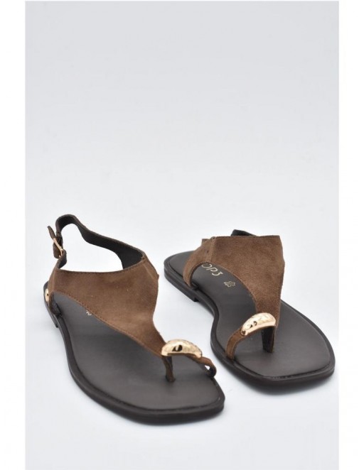 SANDALIA PIEL SUEDE ADORNO