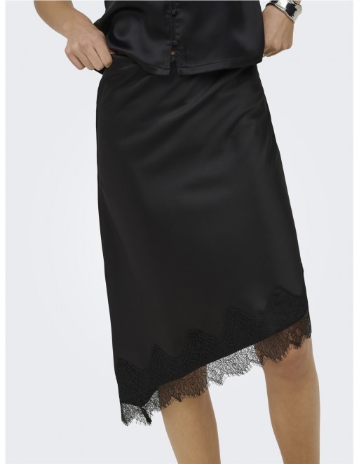 FALDA SATÉN ONLY FARAYA NEGRO