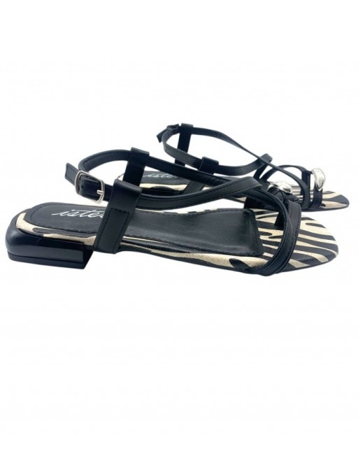 SANDALIA ISTERIA NEGRO PLATA