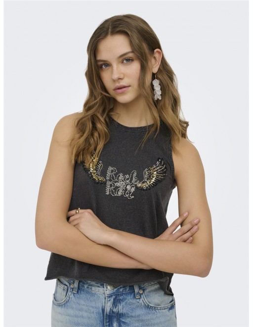 CAMISETA ONLY LUCY GRIS 2
